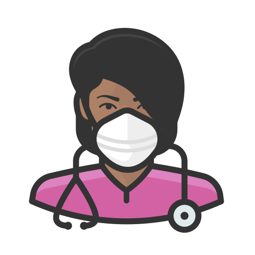 Black, coronavirus, female, n-95 mask, nurse icon